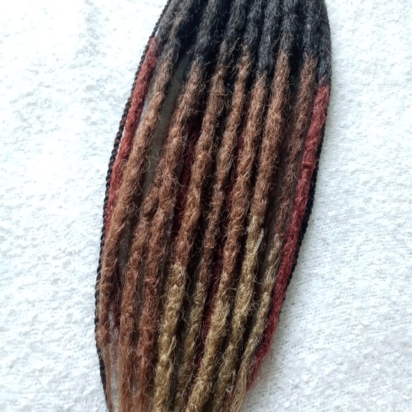 Black brown ombre dreadlock loc extension ponytail - Picture 9 of 9